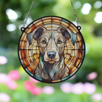 Greyhound Grey Stained Glass Effect Suncatcher, 2 of 3