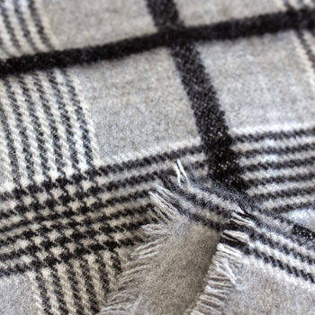 Check Twill Grey Charcoal Check Scarf, 3 of 8