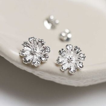Sterling Silver Cosmos Flower Studs, 3 of 9