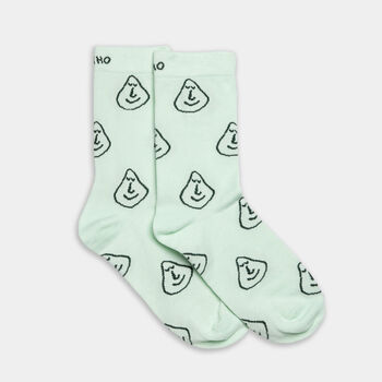 Mint Green Smiley Face Bamboo Socks, 2 of 4
