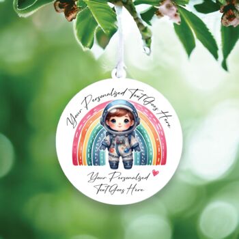 Personalised Cute Child Astro Rainbow Decoration Gift, 2 of 2
