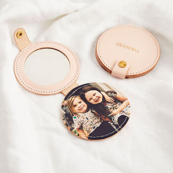 Personalised Leather Compact Mirror With Photo, 2 of 5