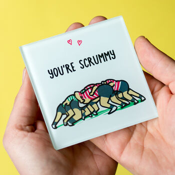 'You're Scrummy' Personalised Rugby Coaster, 3 of 4