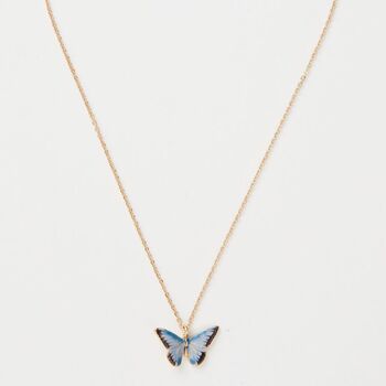 Enamel Blue Butterfly Short Necklace, 2 of 5