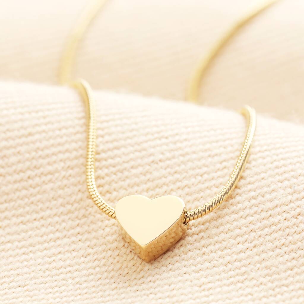 Stainless Steel Mini Heart Pendant Necklace In Gold, 1 of 4