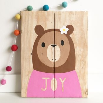 Personalised 'Oh Hello Bear' On Reclaimed Wood, 4 of 12