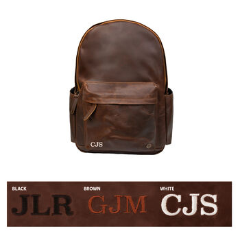 Personalised Brown Leather Backpack With Side Pockets, 3 of 11