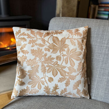 Luxury Velvet Cushion Autumn Cream And Gold With Optional Piping, 6 of 6