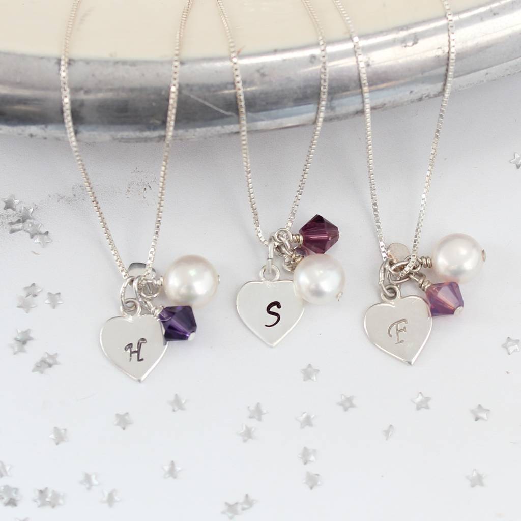 Personalised Initial Charm And Crystal Necklace By Bish Bosh Becca