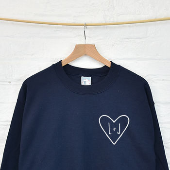 Personalised Couples Initials Monogram Heart Sweatshirt, 4 of 12