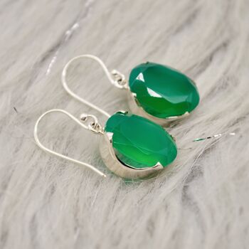 Green Onyx Silver Earrings, 11 of 12