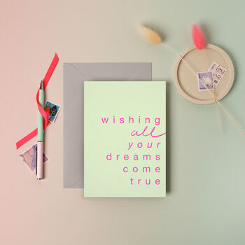 Wishing All Your Dreams Come True Neon Greeting Card, 2 of 2