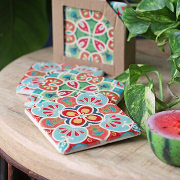 Colourful Set Of Flower Coasters, 2 of 3