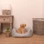 Mutts And Hounds Boxy Dog Bed Grey Stars And Charcoal Stripe Or Flintstripe Brushed Cotton, thumbnail 5 of 8