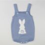 Pale Blue Luxury Knitted Bunny Dungarees, thumbnail 3 of 4