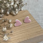 Handmade Baby Pink Ceramic Stud Earrings, thumbnail 3 of 6
