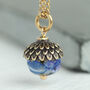 Cobalt Blue Gold Acorn Necklace, thumbnail 1 of 7