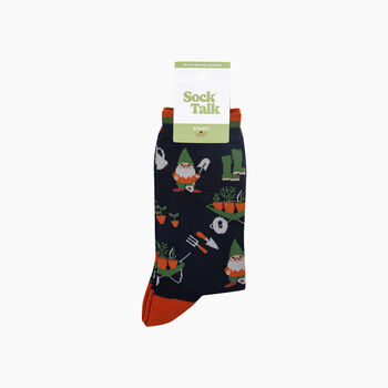 Garden Gnomes Bamboo Socks In Navy Blue, 4 of 4