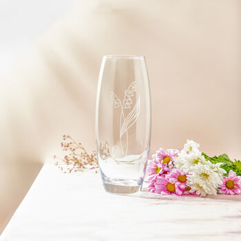 Engraved May Birth Flower 'Lily Of The Valley' Vase, 7 of 7