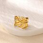 Tropical Monstera Plant Leaf Open Statement Gold/S Ilver Ring, thumbnail 4 of 5