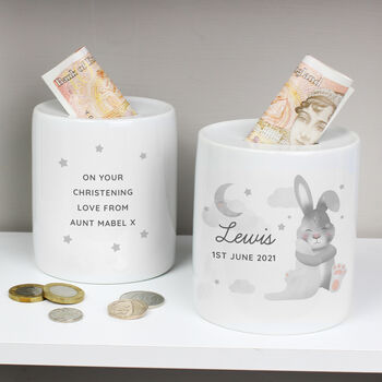 Personalised Baby Bunny Ceramic Money Box, 4 of 4