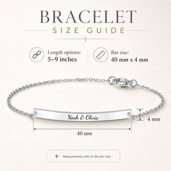 Personalised Curve Bar Bracelet Engrave Name Symbol, 2 of 10