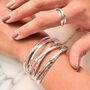 Silver Plated Hammered Multi Band Russian Cuff Bangle, thumbnail 1 of 9