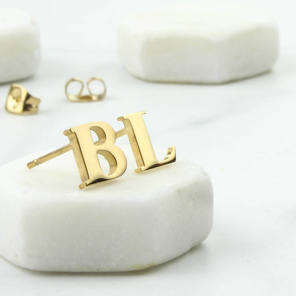 Gold Plated Initial Earrings By Charlie Boots | notonthehighstreet.com