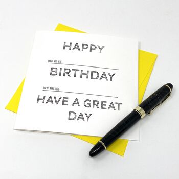 'Fill In The Details' Letterpress Birthday Card, 2 of 2