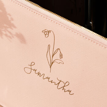 Personalised Pink Birth Flower Name Pouch, 2 of 5