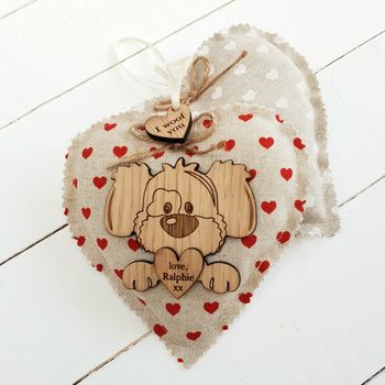 Personalised Oak Dog Memorial Heart, 2 of 4