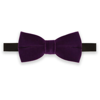 Mens Purple Velvet Bow Tie And Pocket Square, 2 of 3