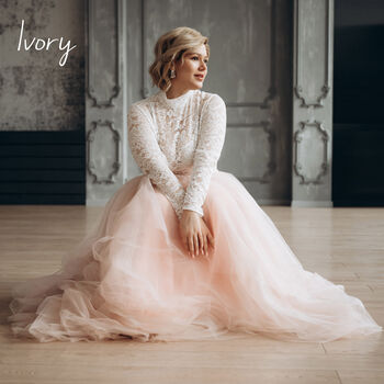 Long Sleeved Lace Bridal Top | Blush Wedding Dress Topper, 6 of 12