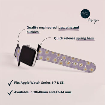 Purple Retro Flowers Vegan Leather Apple Watch Band, 4 of 6