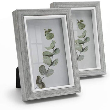 Pack Of Two Grey Wooden Photo Frame For Wall Desk, 9 of 9