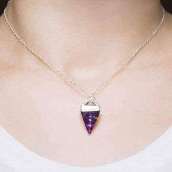 Geometric Rose / Gold Plated Silver Multi Gemstone Pyramid Necklace, 7 of 8