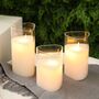 Set Of Three Glass Triangle Flameless Battery Candles, thumbnail 5 of 5