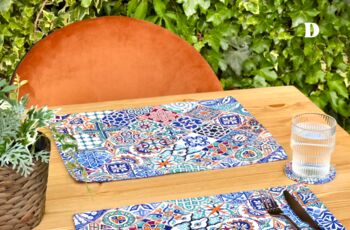 Mediterranean Pattern Placemat And Coaster Set, 6 of 11