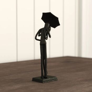 Umbrella Couple Courting Iron Figurine 21cm, 10 of 10