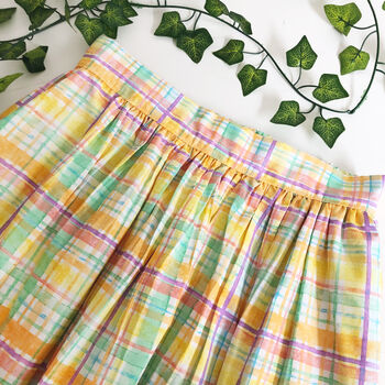 Pastel Check Cotton Midi Skirt, 6 of 6