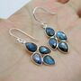 Labradorite Gold Earrings: Sterling Silver Dangle Drop, thumbnail 1 of 6