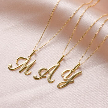 9ct Gold Calligraphy Script Letter Necklace A Z 16 20', 2 of 9