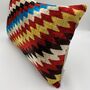 Oblong Ikat Velvet Cushion Multi Zigzag, thumbnail 1 of 9