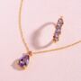 Pink Ruby And Amethyst Pear Cut Pendant Necklace In Sterling Silver And Gold Vermeil, thumbnail 9 of 11