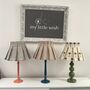 Handmade Pleated Lampshade With Blue Ticking Fabric, thumbnail 3 of 4
