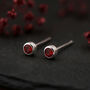 Sterling Silver January Garnet Birthstone Stud Earrings, thumbnail 1 of 5