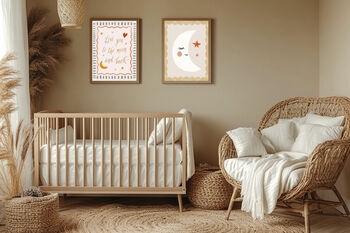 Set Of Two Moon And Love Quote Nursery Art Prints, 2 of 4