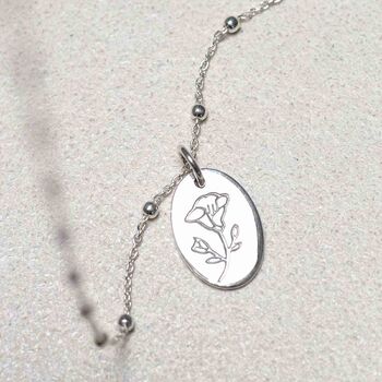 Sterling Silver September Birth Flower Necklace, 2 of 7