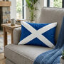 Scottish Saltire Lumbar Cushion Cover In Blue And White, thumbnail 1 of 12