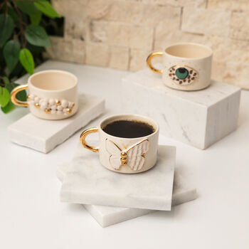 Golden Butterfly Mug With 24ct Gold And Blush Ceramic, 2 of 3